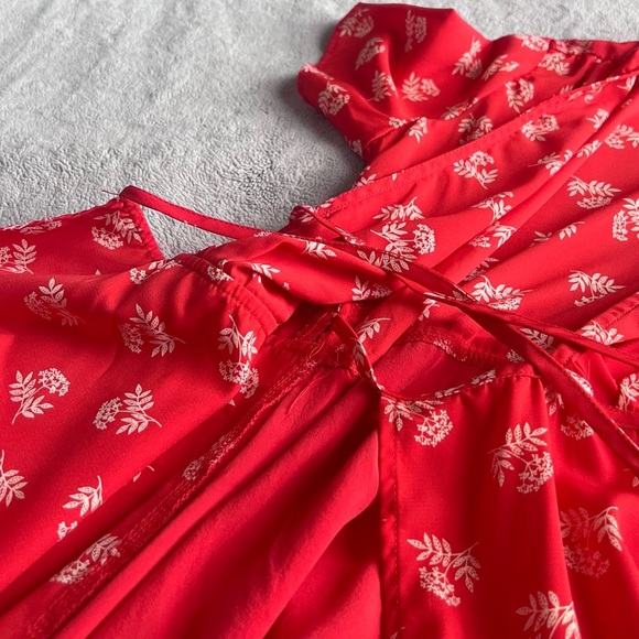 Dress Forum Ditsy Cottage Floral Print Cottagecore Wrap Dress Red White Small - Picture 11 of 15